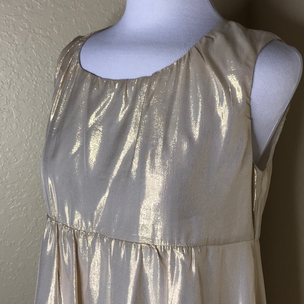 ALISHA LEVINE Gold A-line Sleevless Ruffle Dress S - Picture 2 of 8